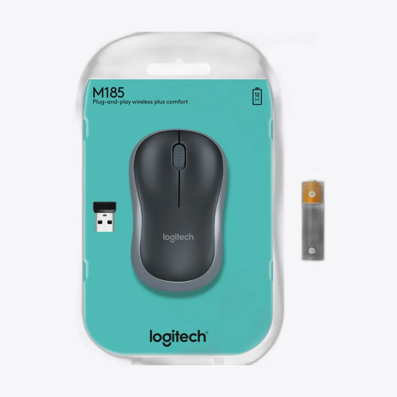 Logitech M185 Wireless Mouse Grey, image 2