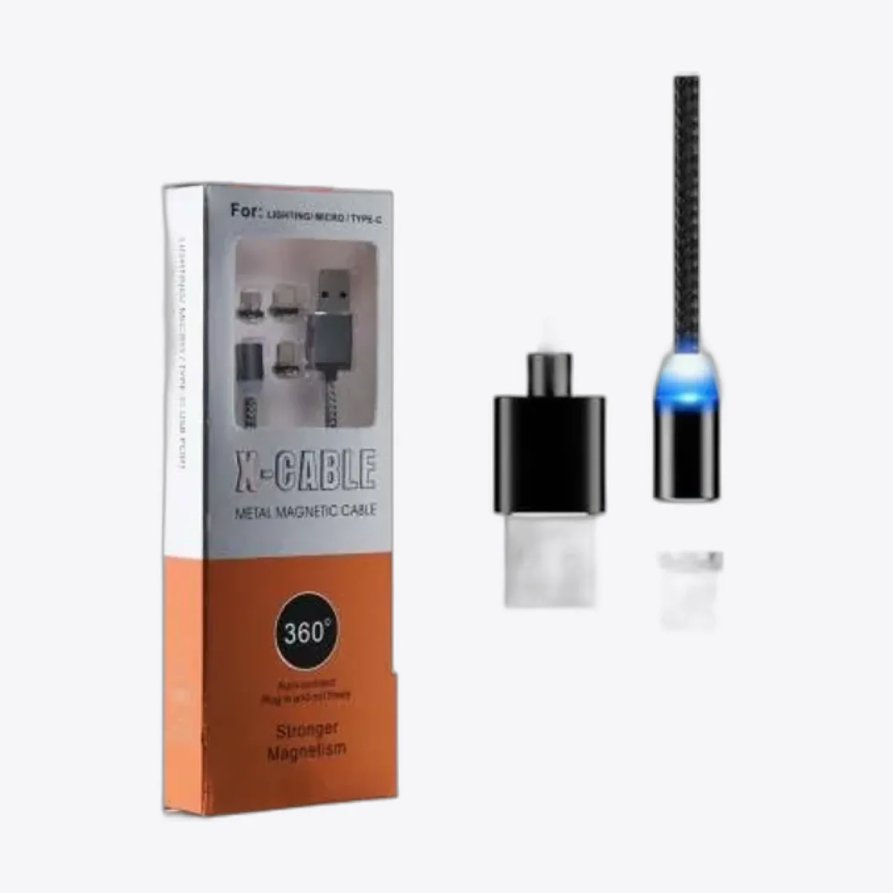 RB-6004A Mágneses univerzális USB töltőkábel, Micro USB/ Type-C/Apple 3in1