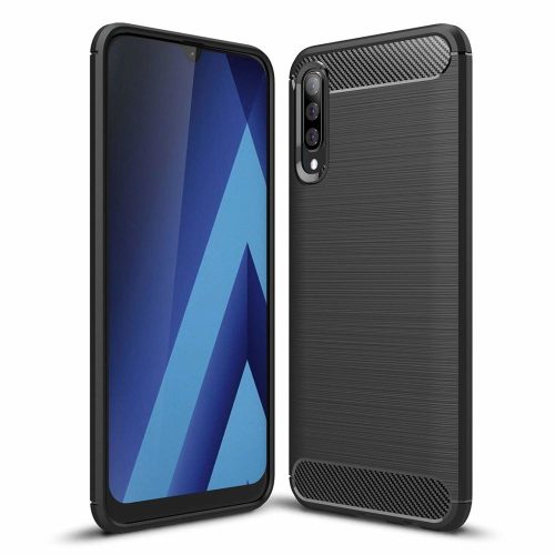 Samsung A20E  fekete carbon szilikon tok