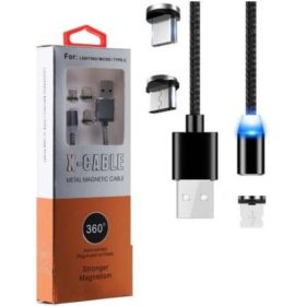   Mágneses univerzális USB töltőkábel, Micro USB/ Type-C/Lightning 3in1