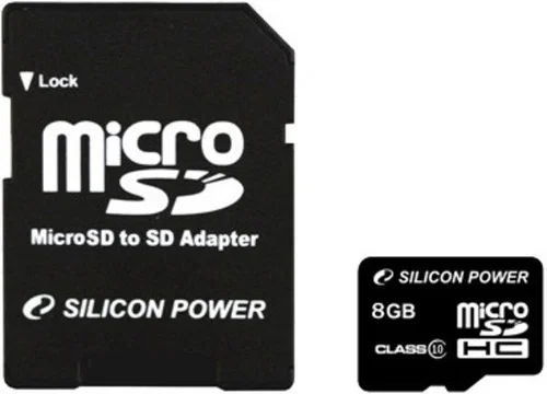 Silicon Power 8GB microSDHC Class10 + SD adapterrel