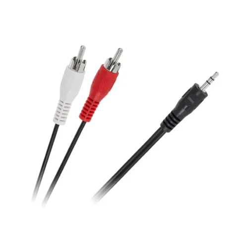 KPO2747-3_JACK_3-5-2RCA_kabel_3m KPO2747-1,5 Jack - RCA kábel, 3,5mm sztereó jack dugó - 2RCA dugó, 1,5m