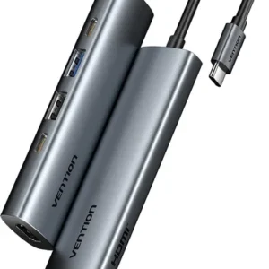 Vention 5-in-1 USB-C to HDMI / 3x USB 3.0/ PD Docking Station 0,15M Gray Aluminum Alloy Type