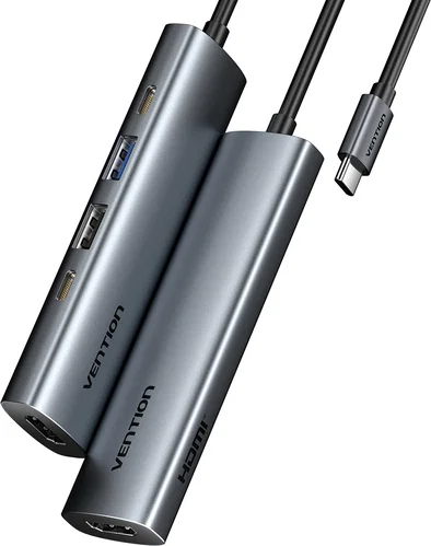Vention 5-in-1 USB-C to HDMI / 3x USB 3.0/ PD Docking Station 0,15M Gray Aluminum Alloy Type