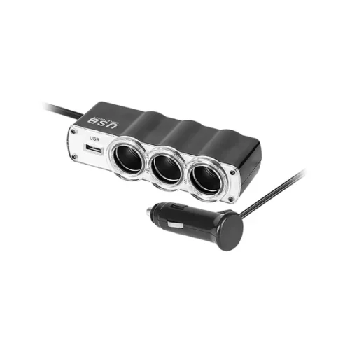 PY-CHR0010 Peiying szivargyújtó elosztó, 3 aljzat és USB